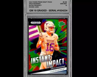 Graded 10 Arch Manning 2024 Panini Prizm Draft Picks II-AM Einschulungskarte