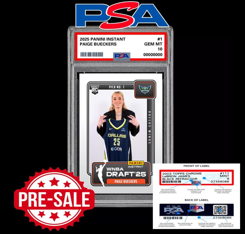 Psa 10 Paige Bueckers Rc - 2025 Panini Instant Wnba Draft Night 1 Presale image 1