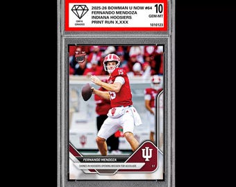Graded 10 Fernando Mendoza 2025-26 Bowman U Now 64 Indiana Hoosiers RC Rookie