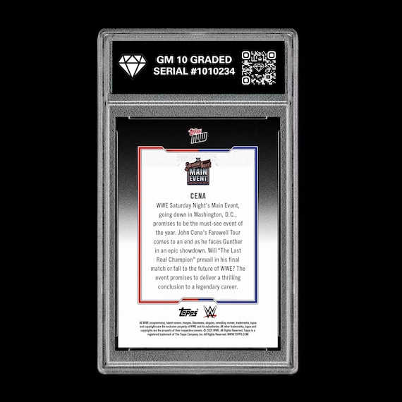 graded wwe cards Graded 10 John Cena 2025 WWE Topps Now the Last Real Champion Card
