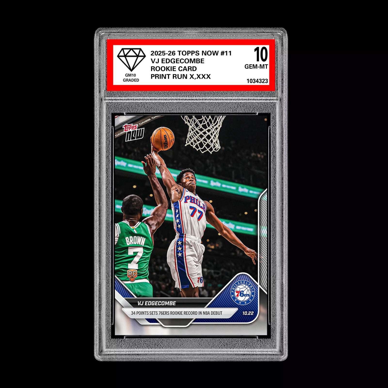 Graded 10 Vj Edgecombe Rc Rookie Card 2025-26 Topps Now 19