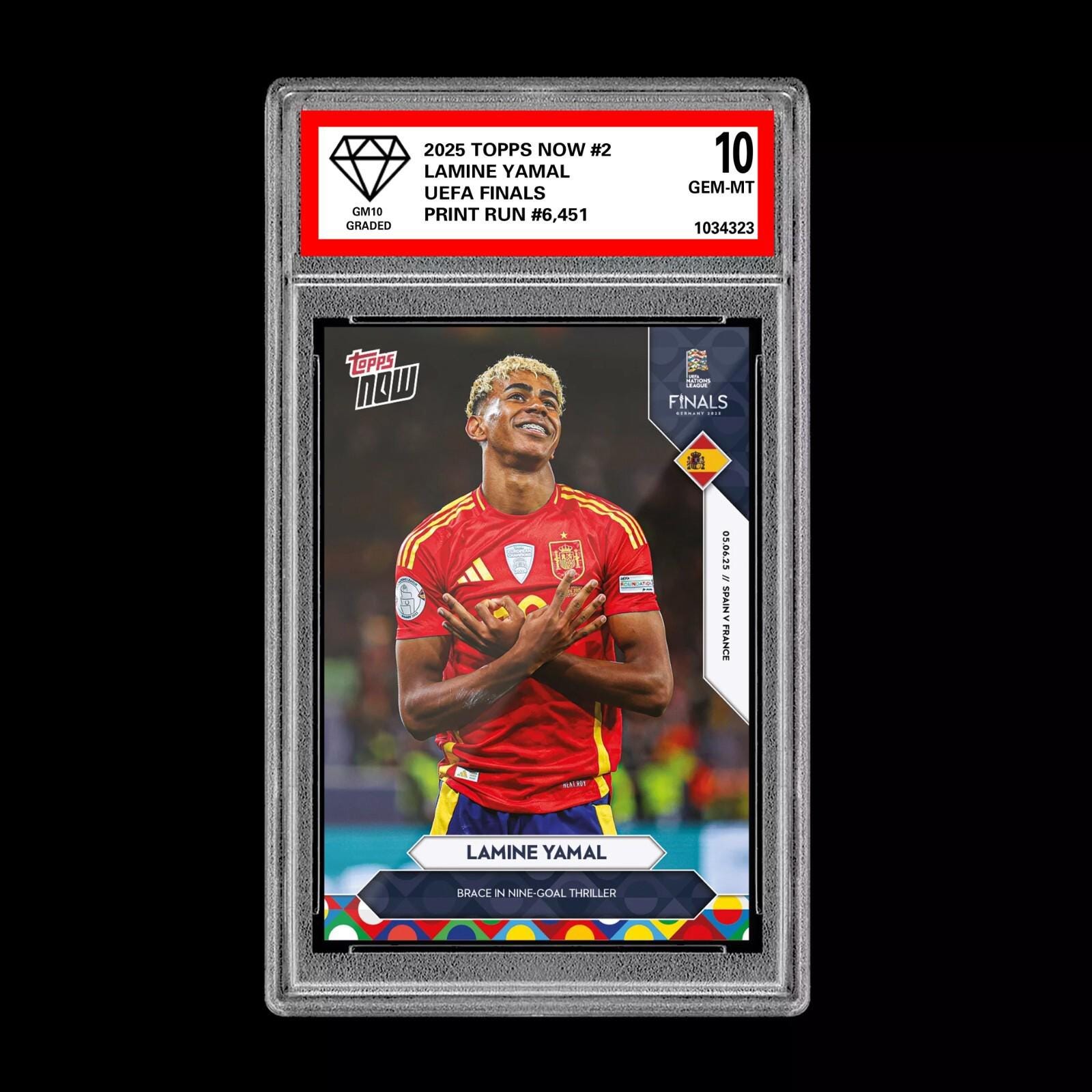 Graded 10 Lamine Yamal EUFA Nations League Soccer Card 2025 Topps