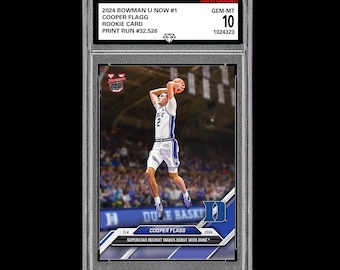 Graded 10 Cooper Flagg #1 Debut Duke RC Rookie 2024-25 Bowman U Now Card