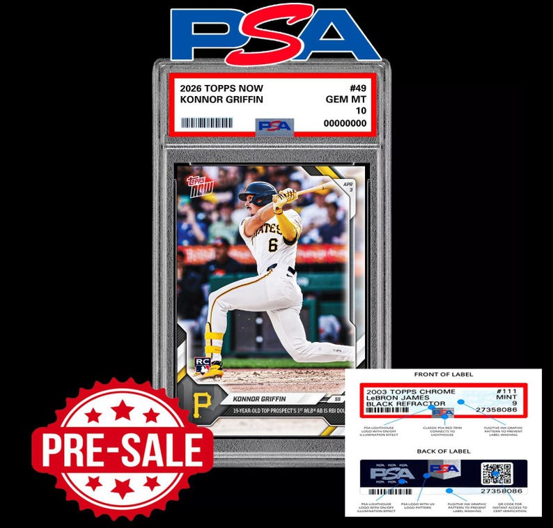 Vorverkauf Psa 10 Konnor Griffin Rc Rookie 49 2026 Topps Now Mlb Debut Karte Bild 1