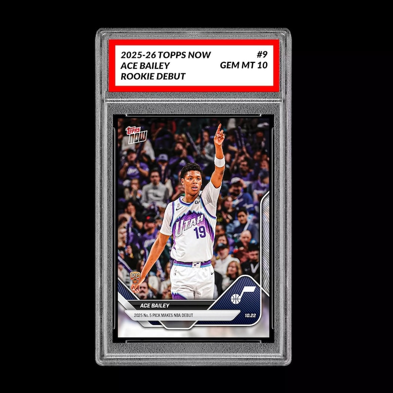 Graded 10 Ace Bailey Rookie Card 9 2025 Topps Now Utah Jazz RC Basketball image 1