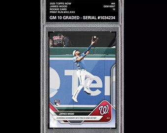 Graded 10 James Wood Rc Rookie 2025 Mlb Topps Now Nationals Card 44