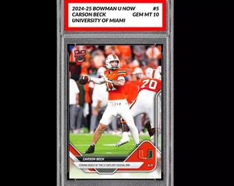 Betyg 10 Carson Beck debuterade Miami U 2025 Bowman U nu fotbollskort 5 RC Rookie
