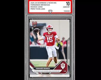 Graded 10 Fernando Mendoza RC Rookie Card 2025-26 Bowman U Topps Now 45