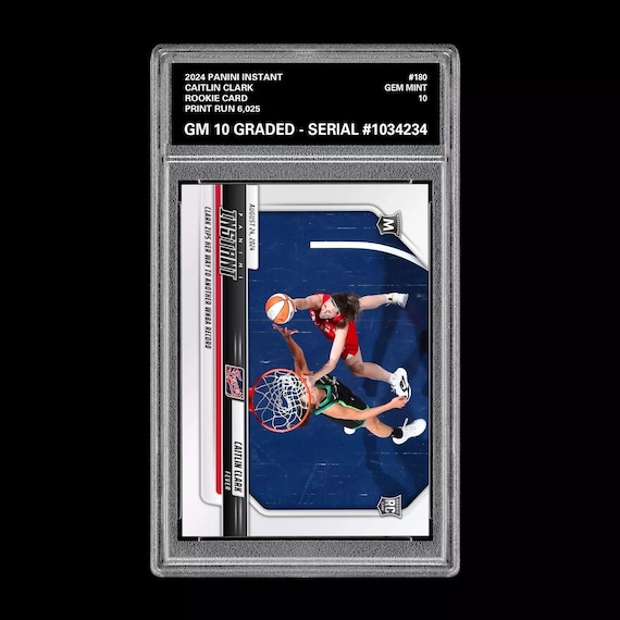 caitlin clark rookie card graded Graded 10 CAITLIN CLARK 180 RC Rookie Card 2024 Panini Instant Indiana Fever