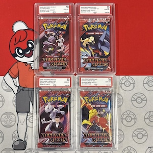 Graded 10 2025 Destined Rivals-kunstset van 4 verzegelde boosterkaarten Team Rocket