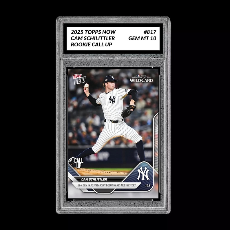 Graded 10 Cam Schlittler 817 2025 MLB Topps Now 12-K Post RC Rookie Card image 1