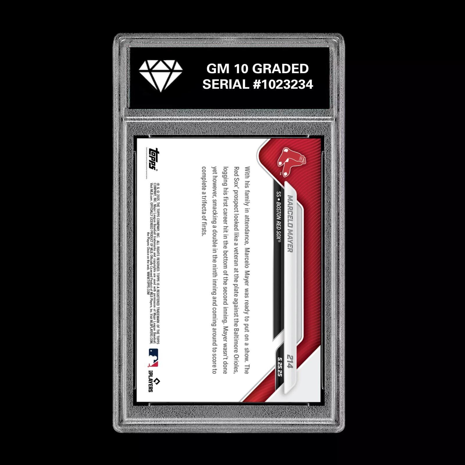 Graded 10 Marcelo Mayer 1st Mlb Hit 2025 Topps Now 214 Rc Rookie