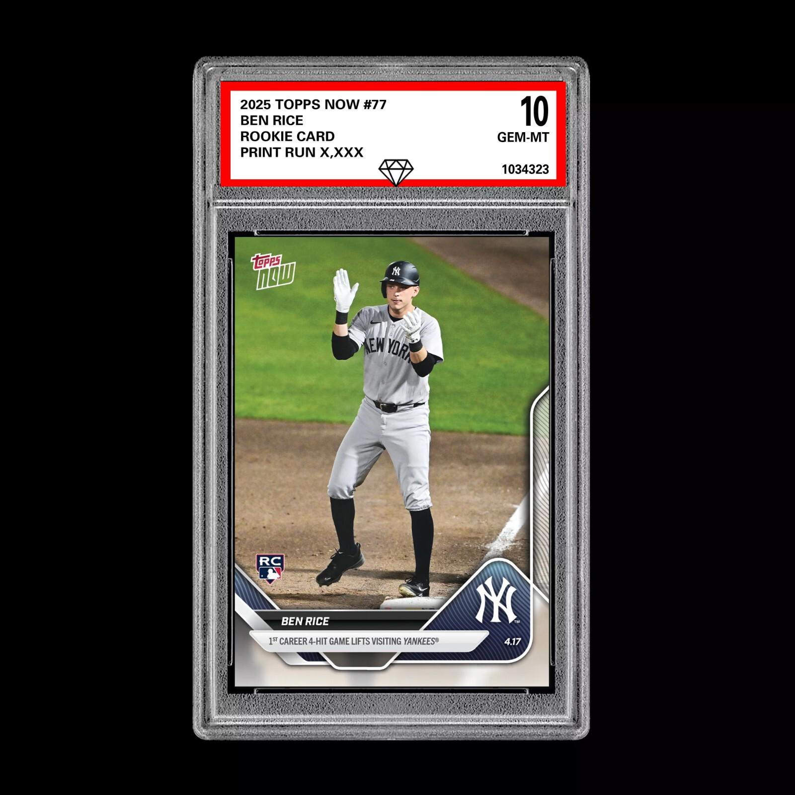 Graded 10 Ben Rice Rc Rookie Card 2025 Mlb Topps Now 77 - Etsy