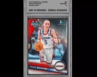Graded 10 Paige Bueckers 90 2025 Bowman U University Chrome 1e RC Rookie Card