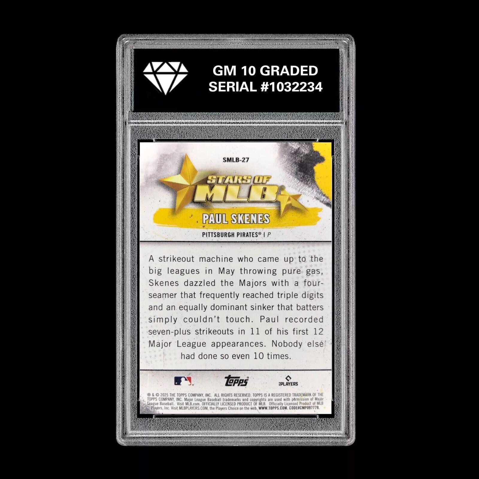 Graded 10 Paul Skenes 2025 Topps Series 1 Stars of MLB Insert 