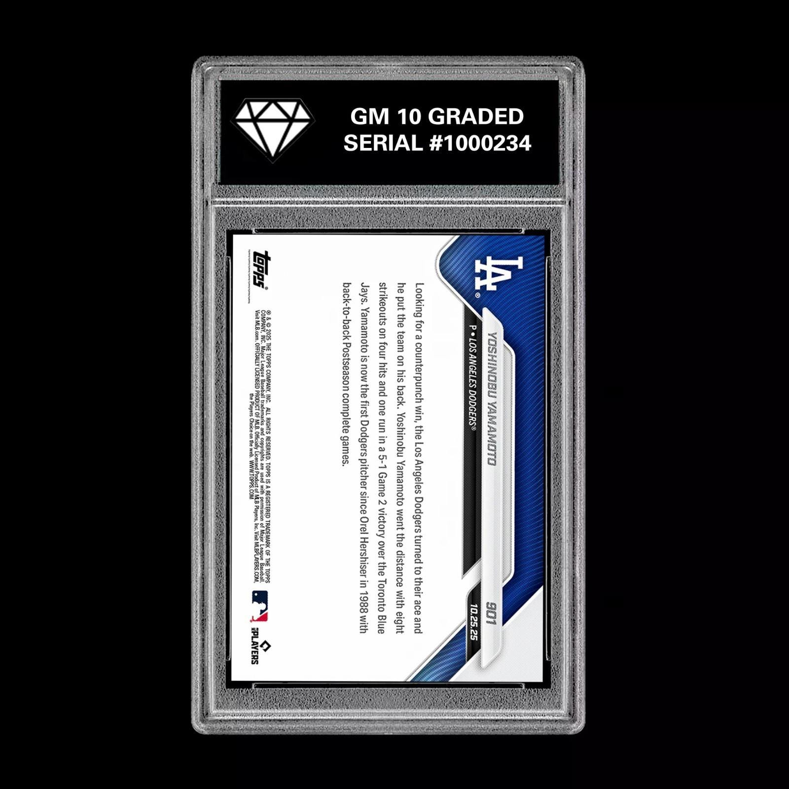 グレード10 山本由伸 2025 MLB Topps NOW ワールドシリーズ CGカード