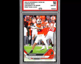 Betyg 10 Carson Beck debuterade Miami U 2025 Bowman U nu fotbollskort 5 RC Rookie