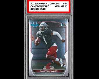 Graded 10 Cameron Cam Ward 2022 Bowman Chrome University 1st 34 Rookie RC Draft: