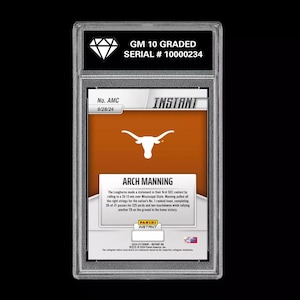 Graded 10 Arch Manning Rc 2024-25 Panini Instant Nil Ncaa Amc Texas Rookie Karte Bild 2