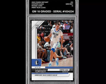 Karta debiutanta Mavs z oceną 10 Cooper Flagg 2025 Panini Instant 10 RC Dallas DEBUT