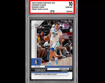 Karta debiutanta Mavs z oceną 10 Cooper Flagg 2025 Panini Instant 10 RC Dallas DEBUT