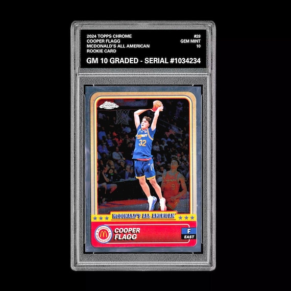 Graded 10 2024 COOPER FLAGG Topps Chrome RC Rookie Mcdonald's All