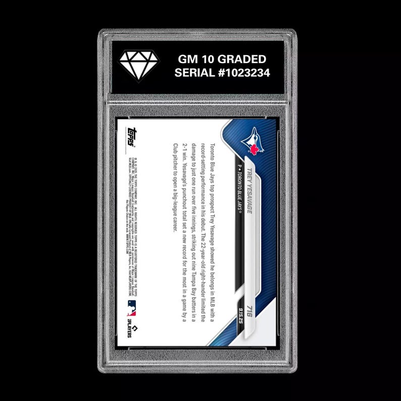 Tarjeta de novato debutante de Trey Yesavage en la MLB, calificada con 10 (2025 MLB Topps Now 716) imagen 2