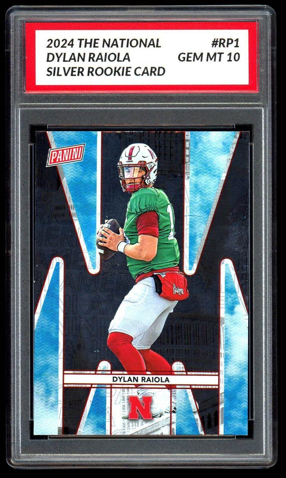Graded 10 Dylan Raiola Silver Rc Rookie Card 2024 National Pack Rp1 Nebraska