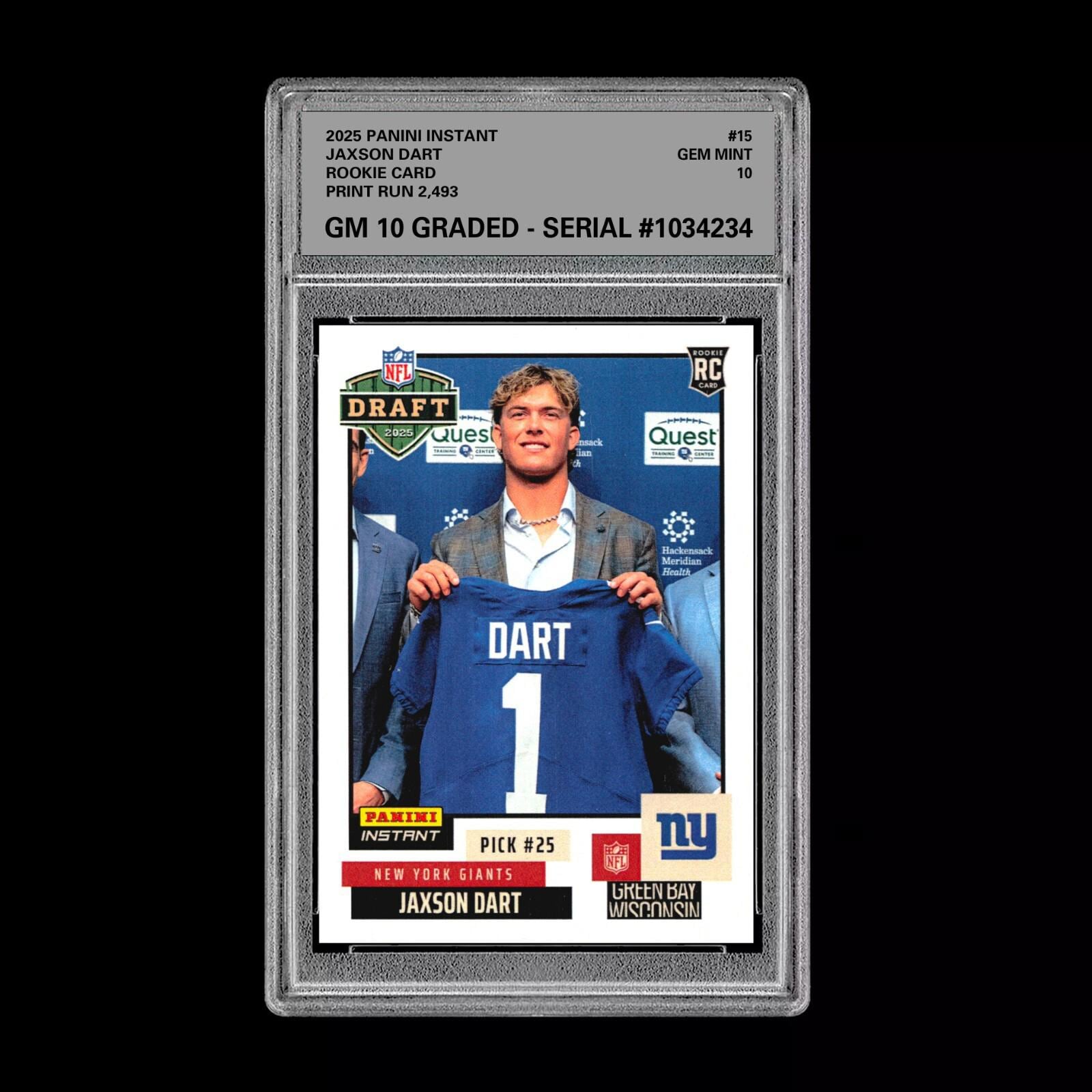 Graded 10 Jaxson Dart RC Rookie 2025 Panini Instant NFL  display picture 2
