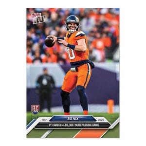 Classificato 10 Bo Nix 12 2024 Topps Now RC Rookie 4-TD 300-Yard Passing Card immagine 2