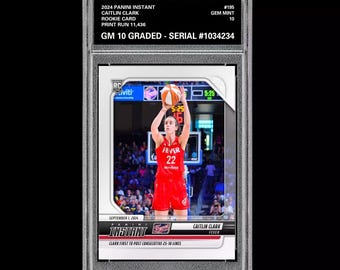 Graded 10 Caitlin Clark 195 Rookie Rc Card 2024 Panini Instant Indiana Fever