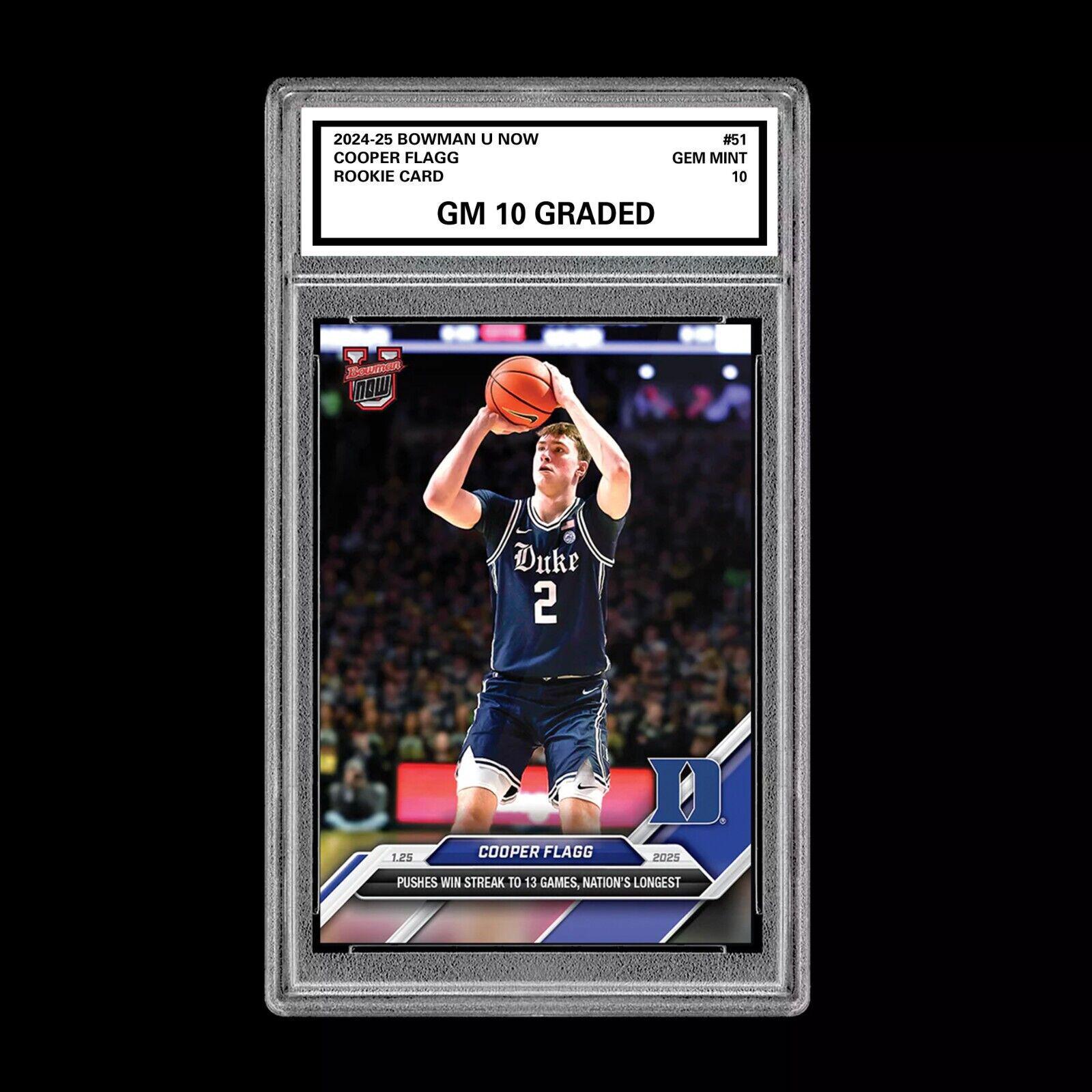 Graded 10 Cooper Flagg 2024-25 Bowman U Now Basketball Card 51 Rc 