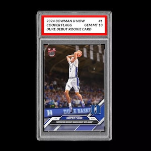 Graded 10 Cooper Flagg #1 debuut Duke RC Rookie 2024-25 Bowman U Now Card
