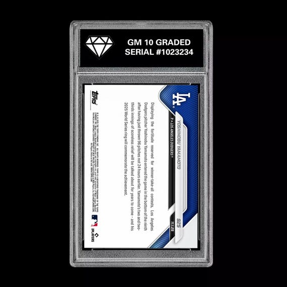 Graded 10 Yoshinobu Yamamoto World Series Game 7 2025 Mlb Topps