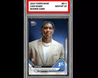 Tarjeta de novato de Cam Ward D-1, primera selección, Topps Now Football Titans 2025, calificada con 10.