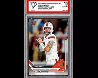 Betygsatt 10 Carson Beck 2025-26 Bowman U Nu 63 Miami Hurricanes RC Rookie