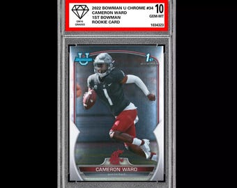 Graded 10 Cameron Cam Ward 2022 Bowman Chrome University 1st 34 Rookie RC Draft: