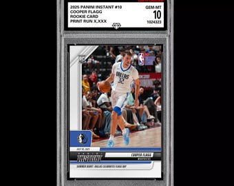 Karta debiutanta Mavs z oceną 10 Cooper Flagg 2025 Panini Instant 10 RC Dallas DEBUT