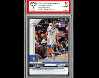 Karta debiutanta Mavs z oceną 10 Cooper Flagg 2025 Panini Instant 10 RC Dallas DEBUT