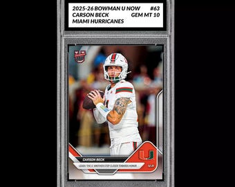 Betygsatt 10 Carson Beck 2025-26 Bowman U Nu 63 Miami Hurricanes RC Rookie
