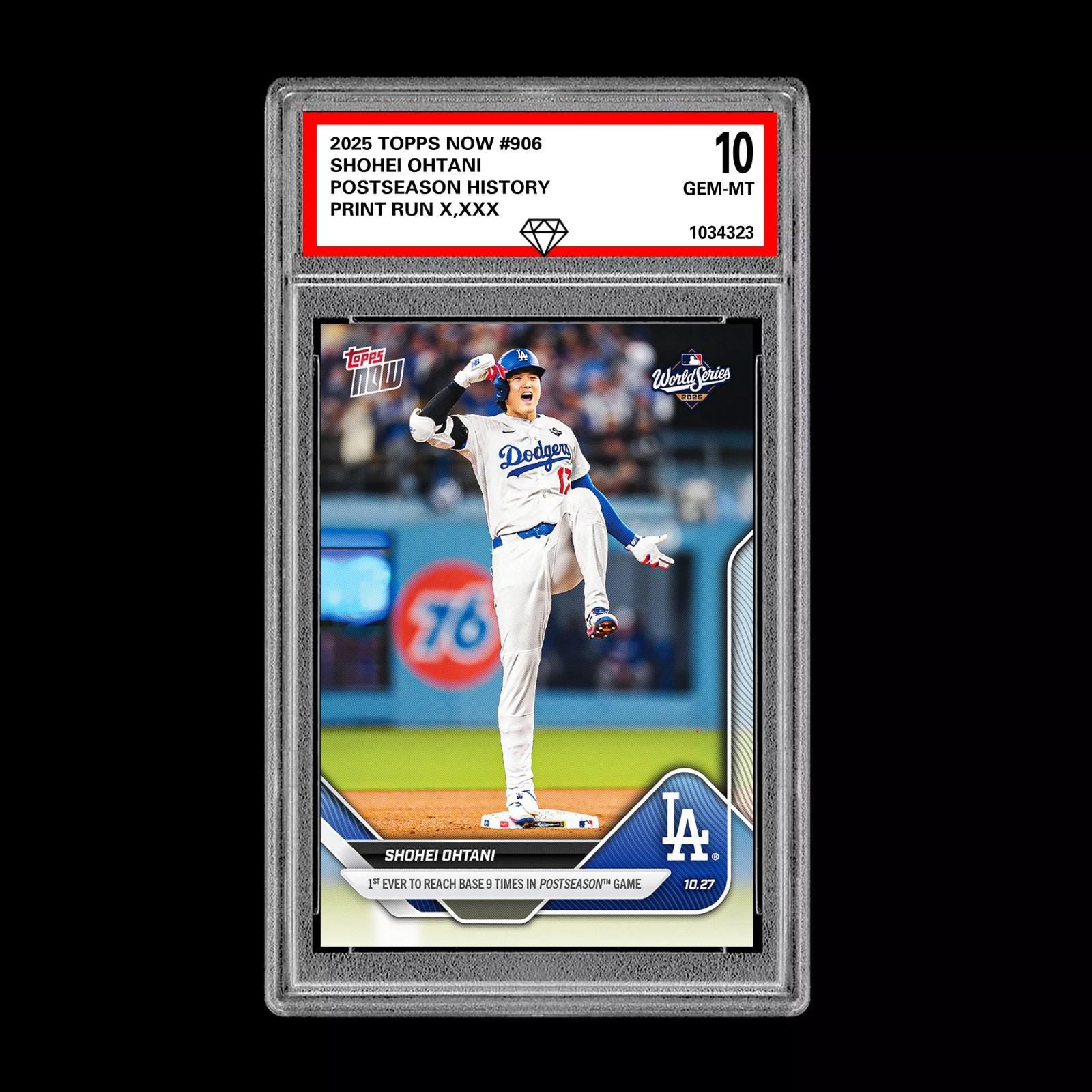 グレード10 大谷翔平 歴史 9回出塁 2025 MLB Topps NOW 906 カード 