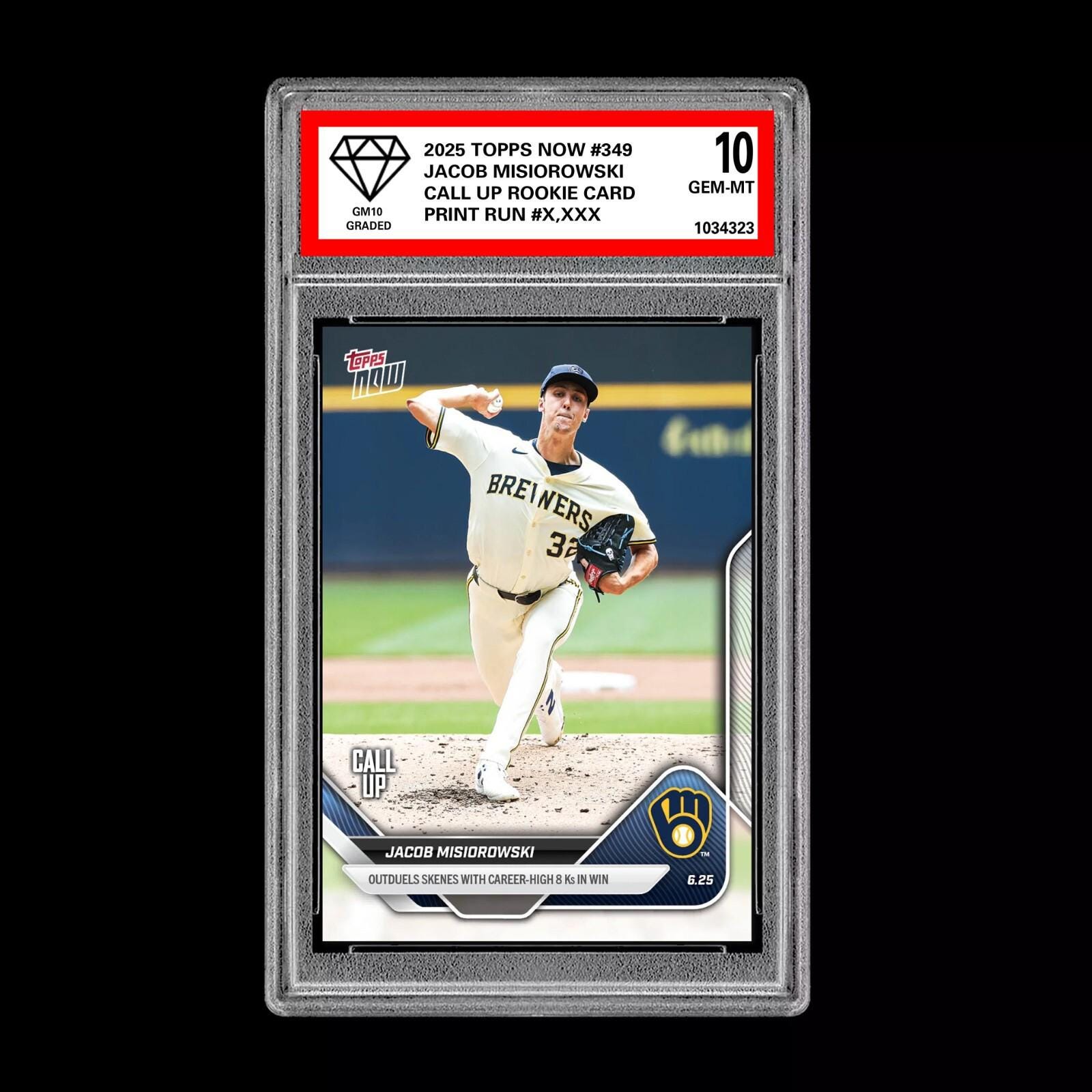 Graded 10 Jacob Misiorowski 2025 Topps Now 349 Rc Rookie Call Up 