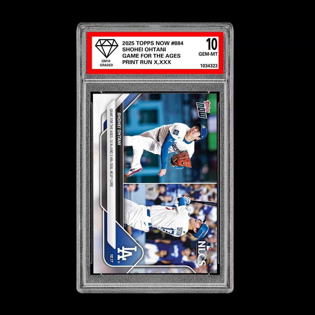 Graded 10 2025 Topps Now Shohei Ohtani 3 HR Game for the Ages 10