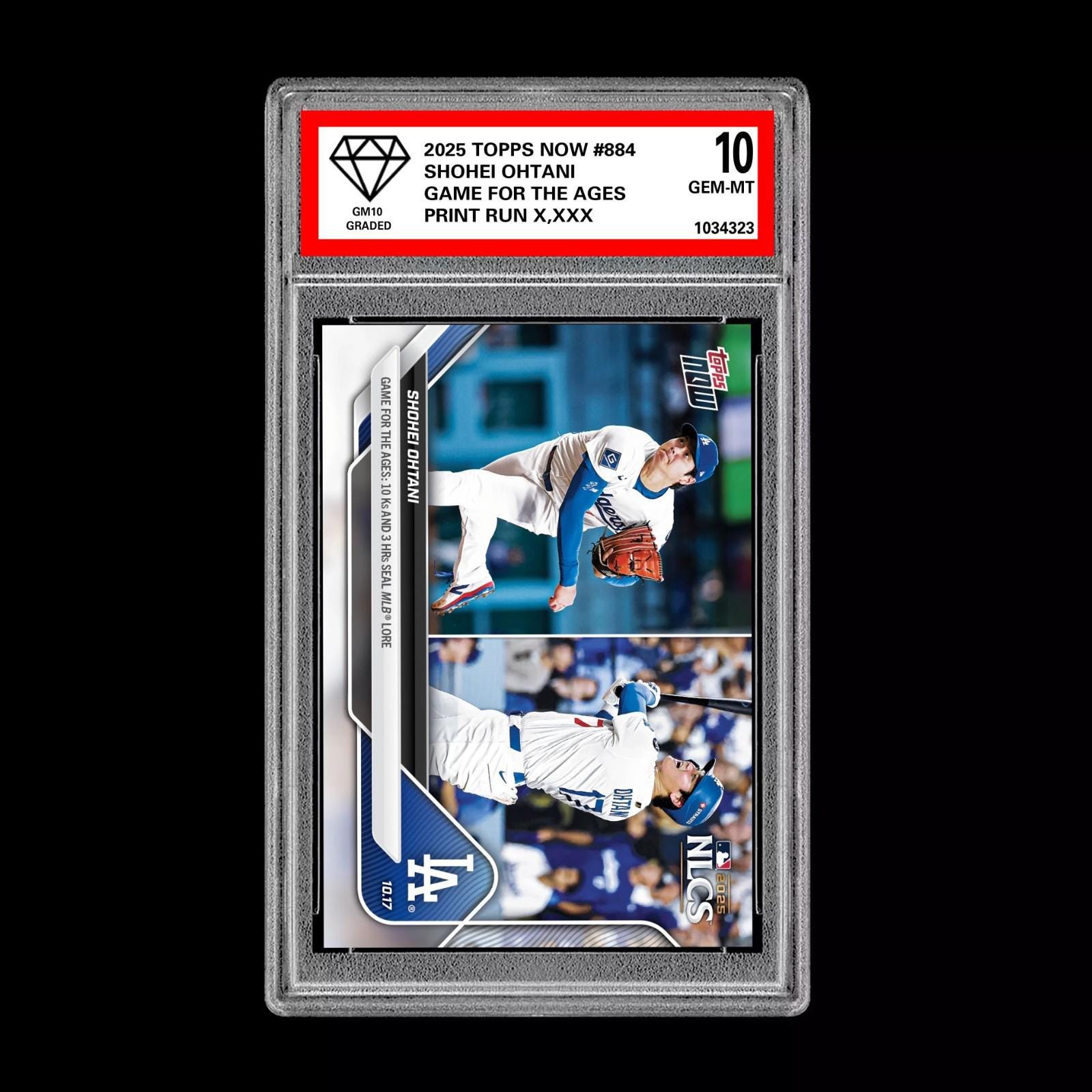 Graded 10 2025 Topps Now Shohei Ohtani 3 HR Game for the Ages 10 