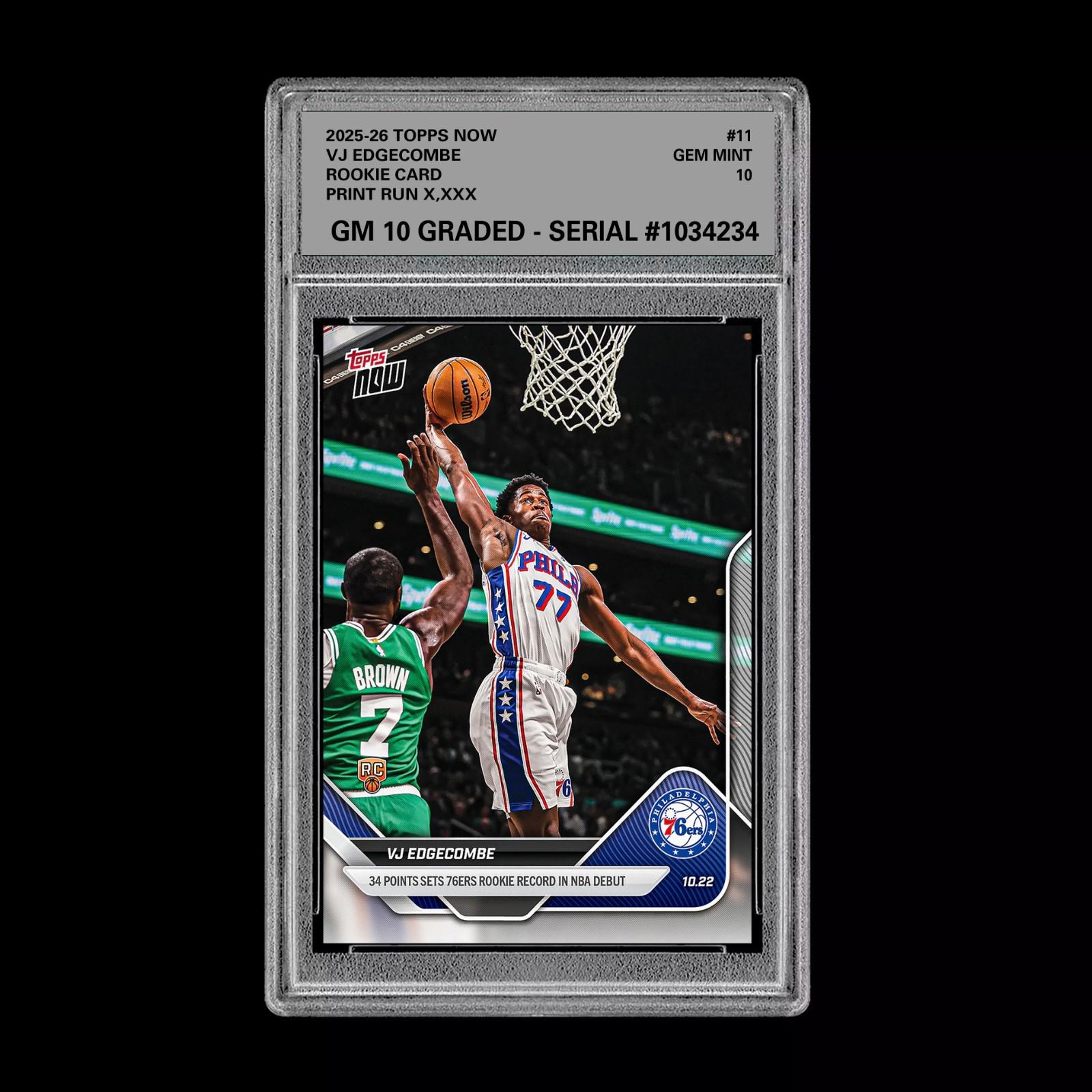 グレード10 VJエッジコムRCルーキーカード2025-26 Topps Now 19