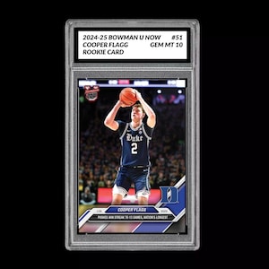 Graded 10 Cooper Flagg 2024-25 Bowman U Now Basketball Card 51 Rc Rookie DUKE BLUE DEVILS