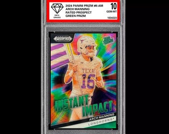Graded 10 Arch Manning 2024 Panini Prizm Draft Picks II-AM Fernfahrer Grün Prizm