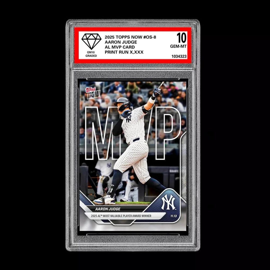 aaron judge graded cards Graded 10 Aaron Judge Al Mvp Card 2025 Topps Now Yankees Baseball Card Os-8