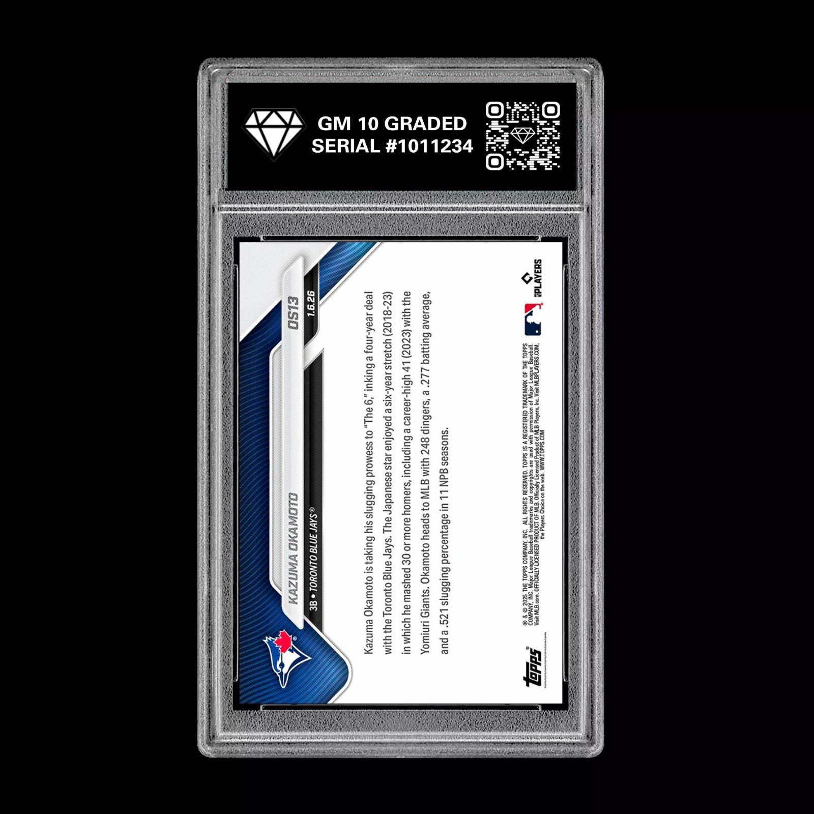 グレード10 岡本和真 OS-13 2025 MLB Topps Nowカード トロント 