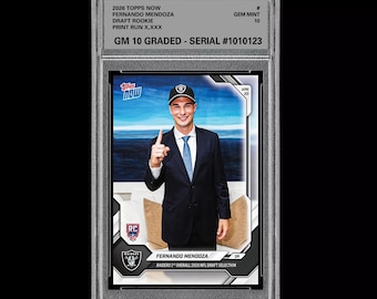Carta rookie Fernando Mendoza 2025-26 TOPPS NOW RC Raiders, grado 10